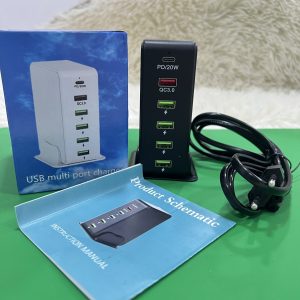 Bộ sạc 6 cổng (5 cổng usb ,1 cổng type C) - lưu ý cổng type C PD hỗ trợ sạc nhanh 20w
